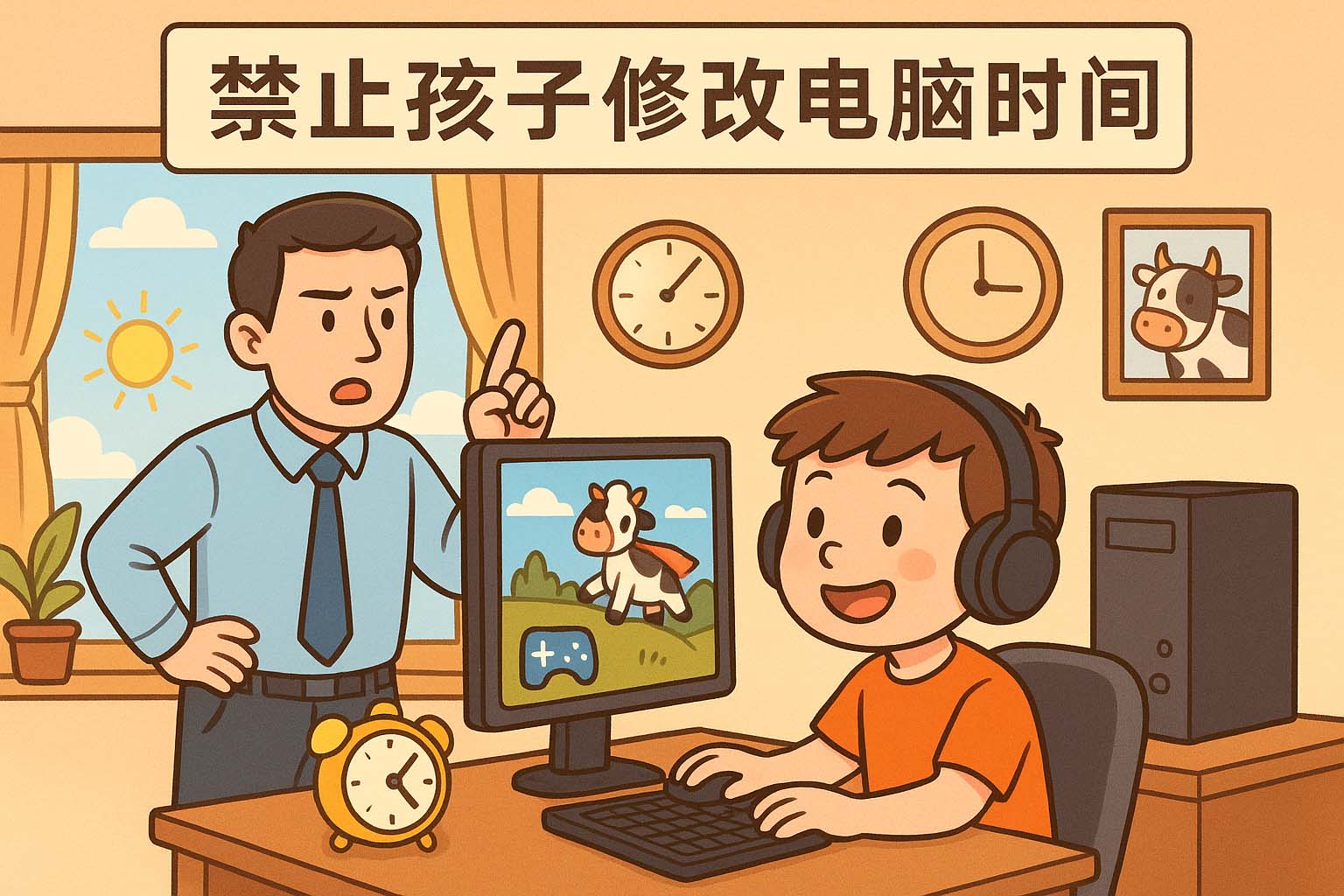 家长如何禁止孩子修改电脑时间?