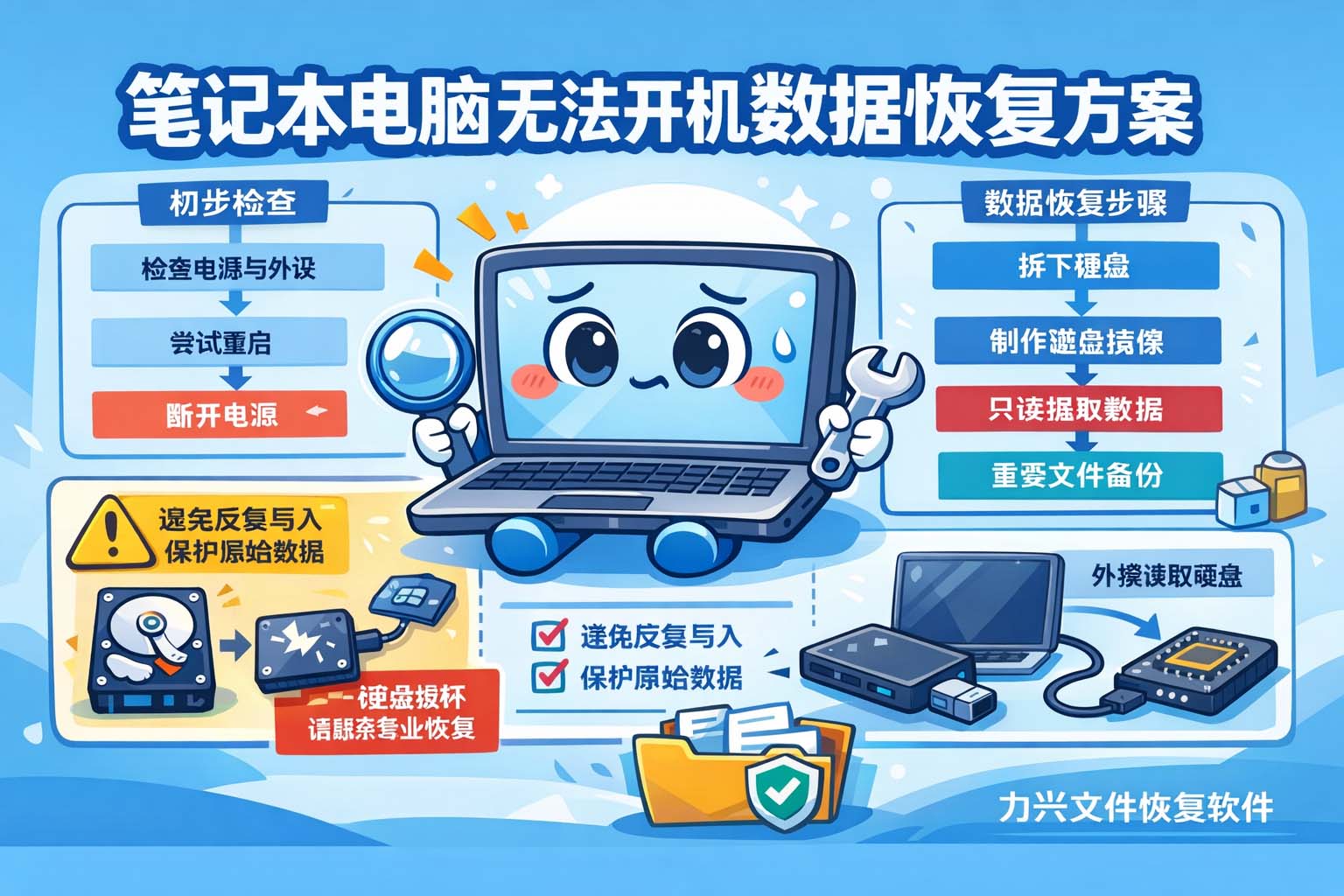 笔记本电脑无法开机数据恢复方案